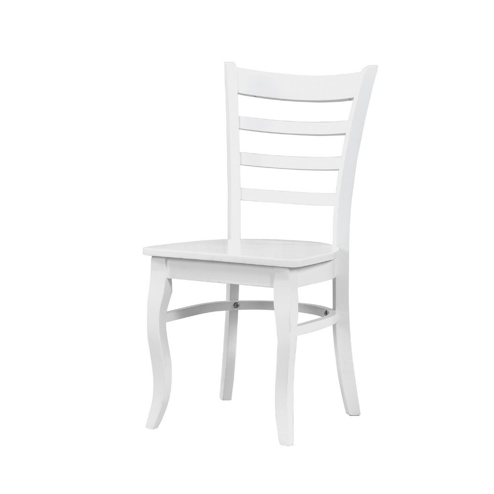 Beo Dining Side Chair Set of 2 | Contoured Ladder Backs | White Wood