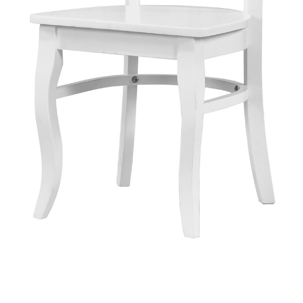 Beo Dining Side Chair Set of 2 | Contoured Ladder Backs | White Wood