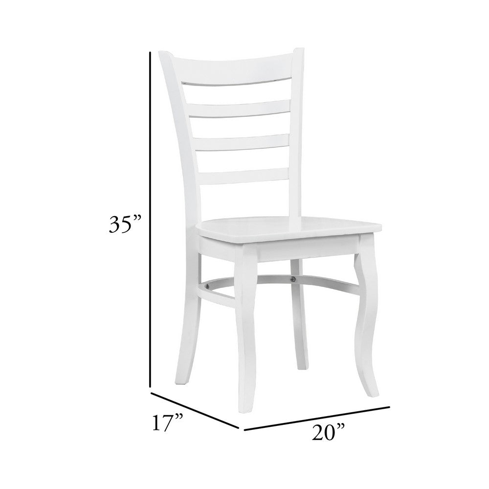 Beo Dining Side Chair Set of 2 | Contoured Ladder Backs | White Wood