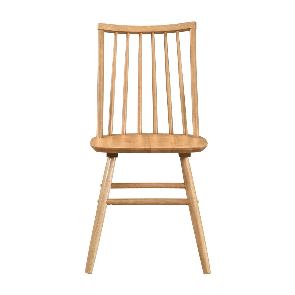 Ger Dining Side Chair Set of 2 | Slatted Backs | Natural Oak Brown Wood