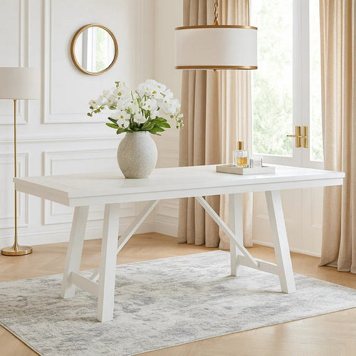 Reddy Dining Table | 72" Rectangular Top | A Frame Base | Oak White