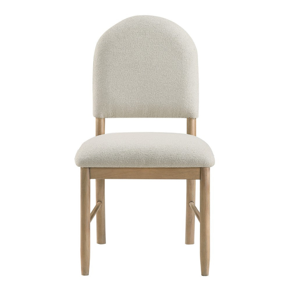 Neka Dining Side Chair Set of 2 | Beige Polyester | Natural Brown Wood
