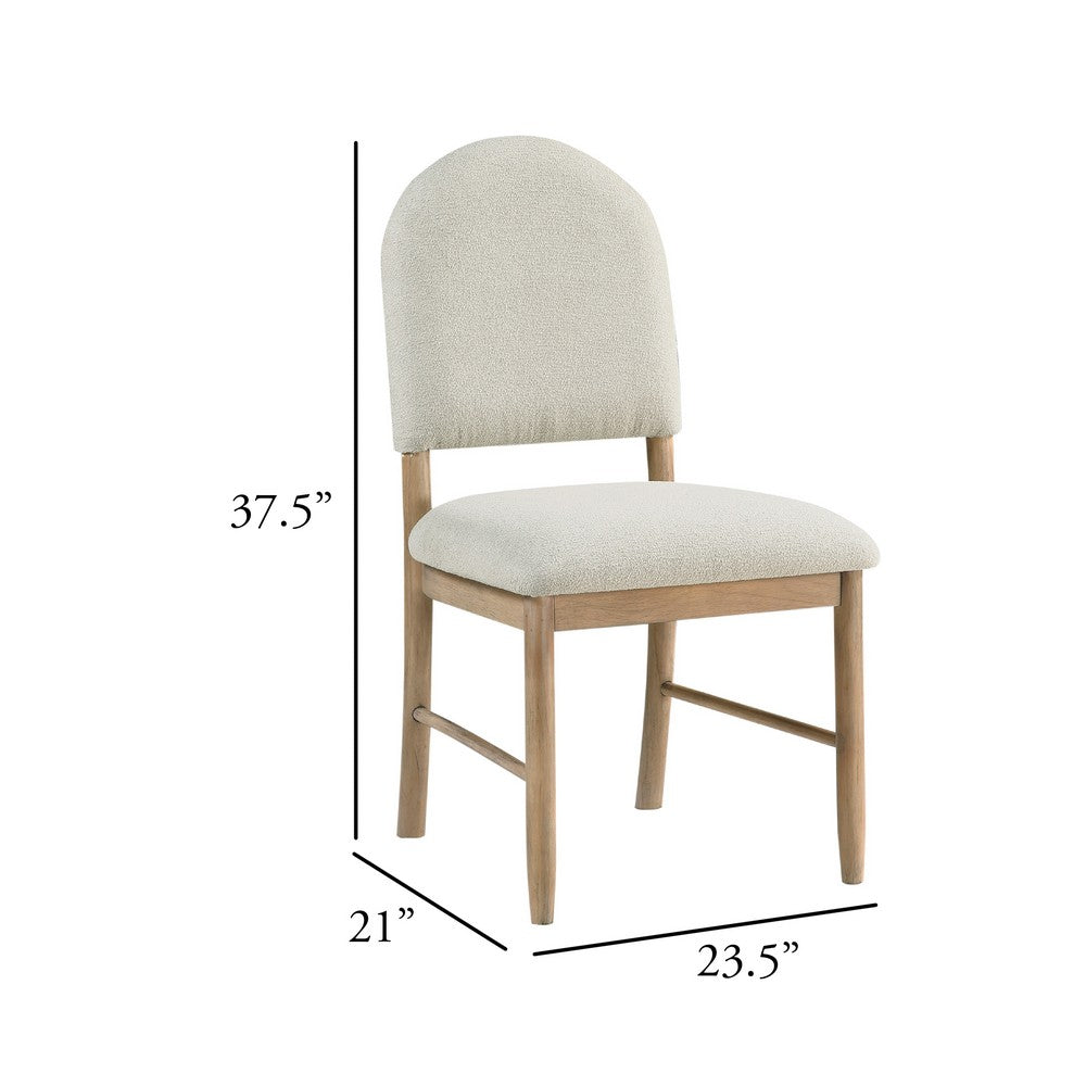 Neka Dining Side Chair Set of 2 | Beige Polyester | Natural Brown Wood