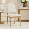 Neka Dining Side Chair Set of 2 | Beige Polyester | Natural Brown Wood