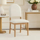 Neka Dining Side Chair Set of 2 | Beige Polyester | Natural Brown Wood