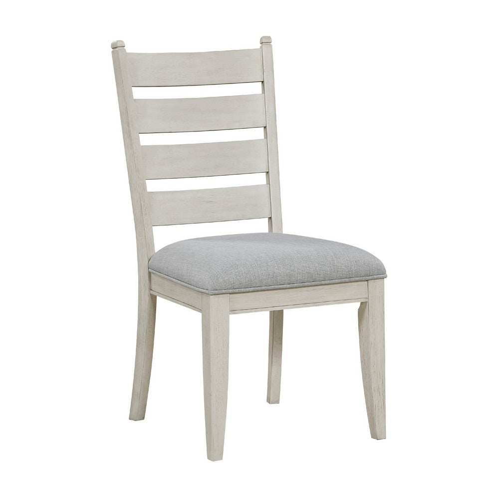 Wen Dining Side Chair Set of 2 | Gray Cushion | Ladder Back | White