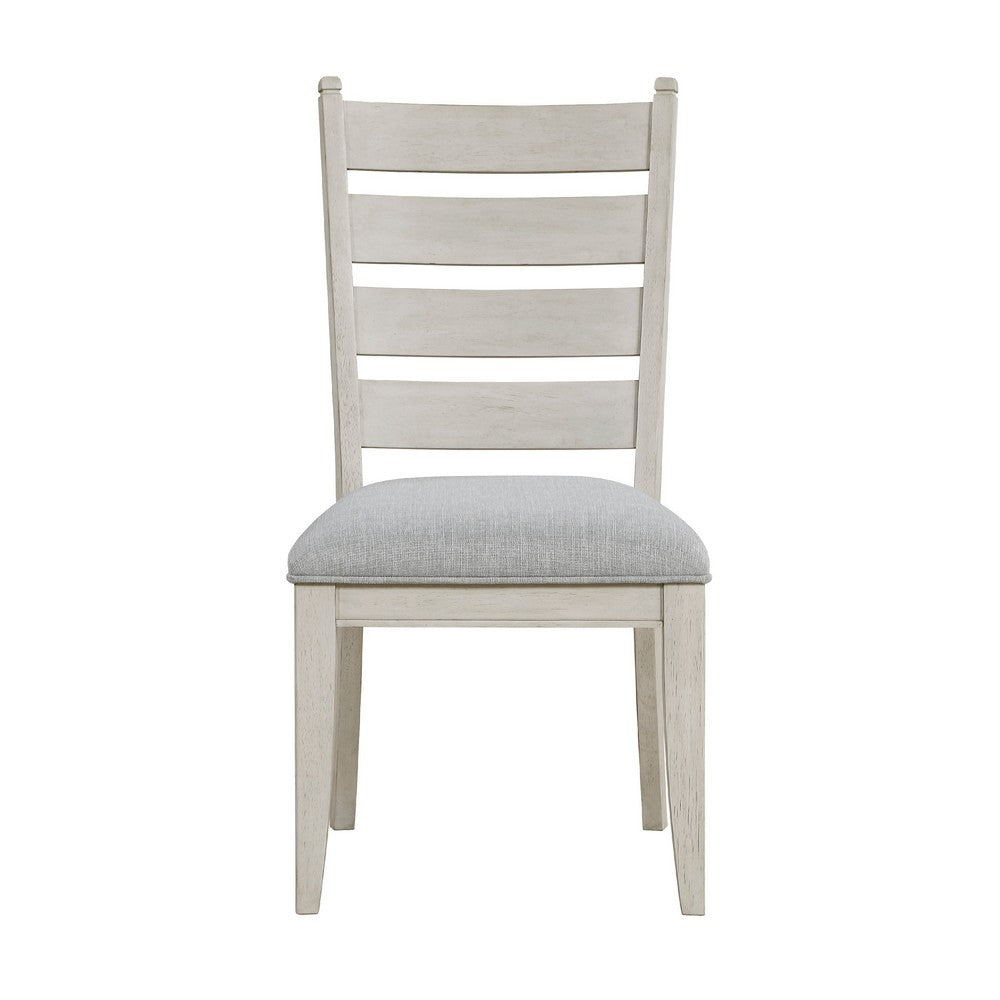 Wen Dining Side Chair Set of 2 | Gray Cushion | Ladder Back | White