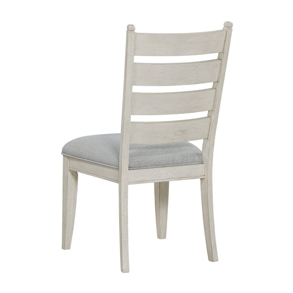 Wen Dining Side Chair Set of 2 | Gray Cushion | Ladder Back | White