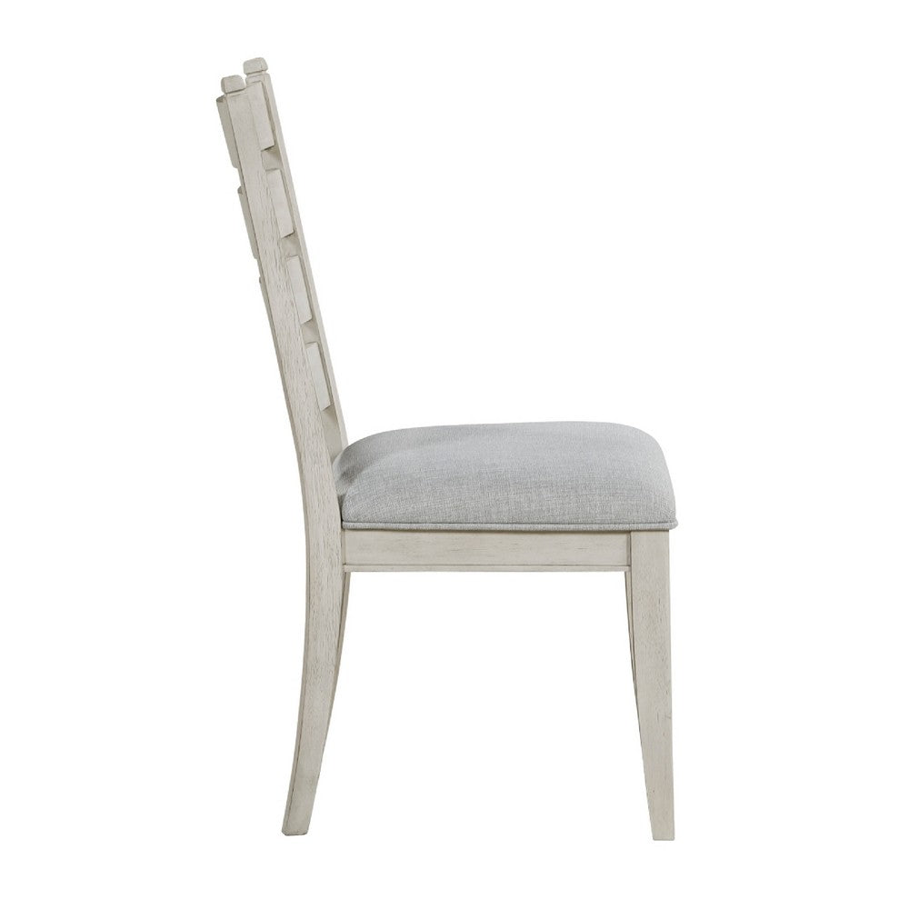 Wen Dining Side Chair Set of 2 | Gray Cushion | Ladder Back | White