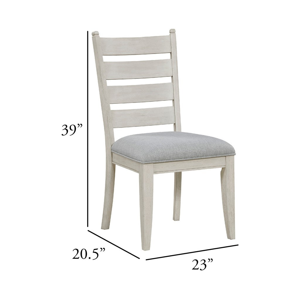 Wen Dining Side Chair Set of 2 | Gray Cushion | Ladder Back | White