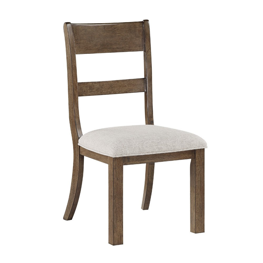 Kin Dining Side Chair Set of 2 | Gray Cushion | Brown Open Panel Back