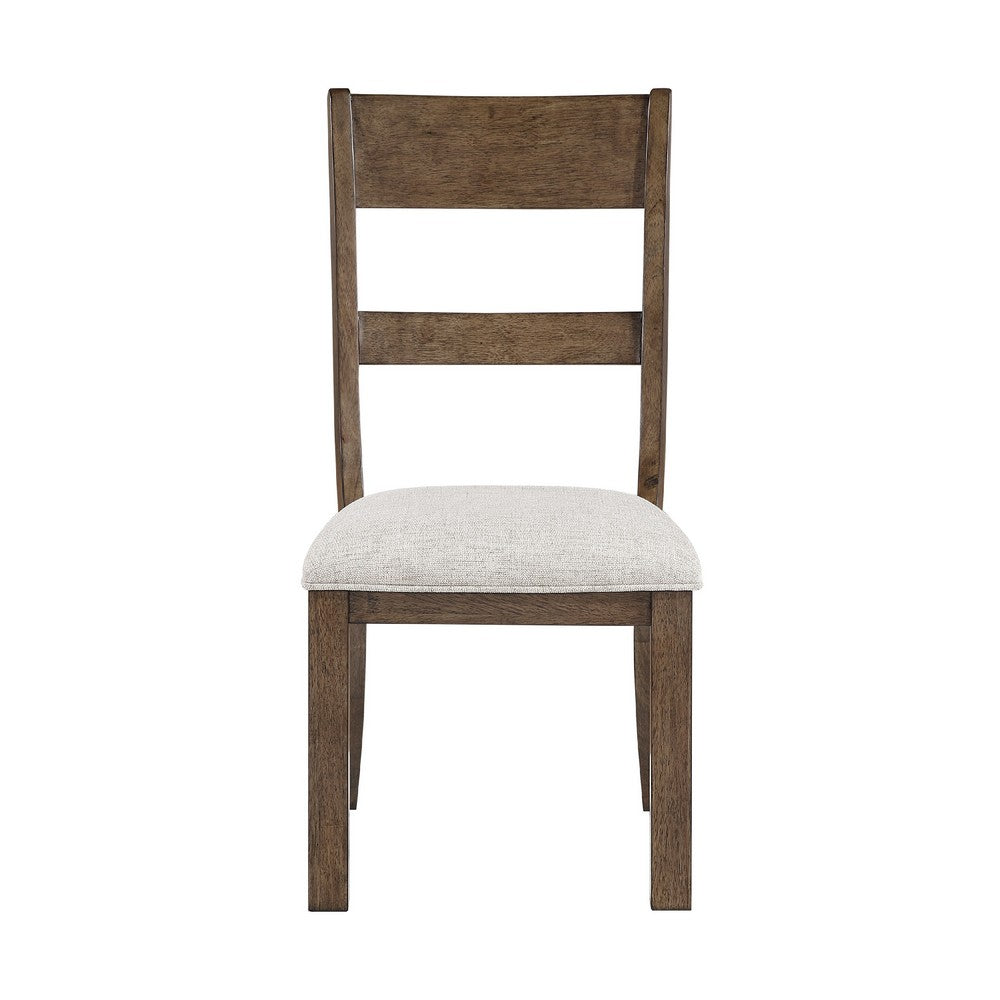 Kin Dining Side Chair Set of 2 | Gray Cushion | Brown Open Panel Back
