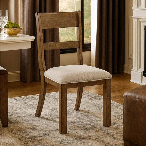 Kin Dining Side Chair Set of 2 | Gray Cushion | Brown Open Panel Back