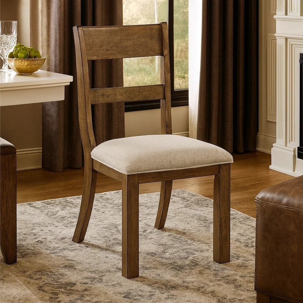 Kin Dining Side Chair Set of 2 | Gray Cushion | Brown Open Panel Back