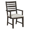 Vicy Dining Arm Chair Set of 2 | Beige Cushion | Ladder Back Espresso Brown