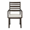Vicy Dining Arm Chair Set of 2 | Beige Cushion | Ladder Back Espresso Brown