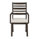 Vicy Dining Arm Chair Set of 2 | Beige Cushion | Ladder Back Espresso Brown