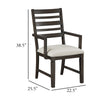 Vicy Dining Arm Chair Set of 2 | Beige Cushion | Ladder Back Espresso Brown