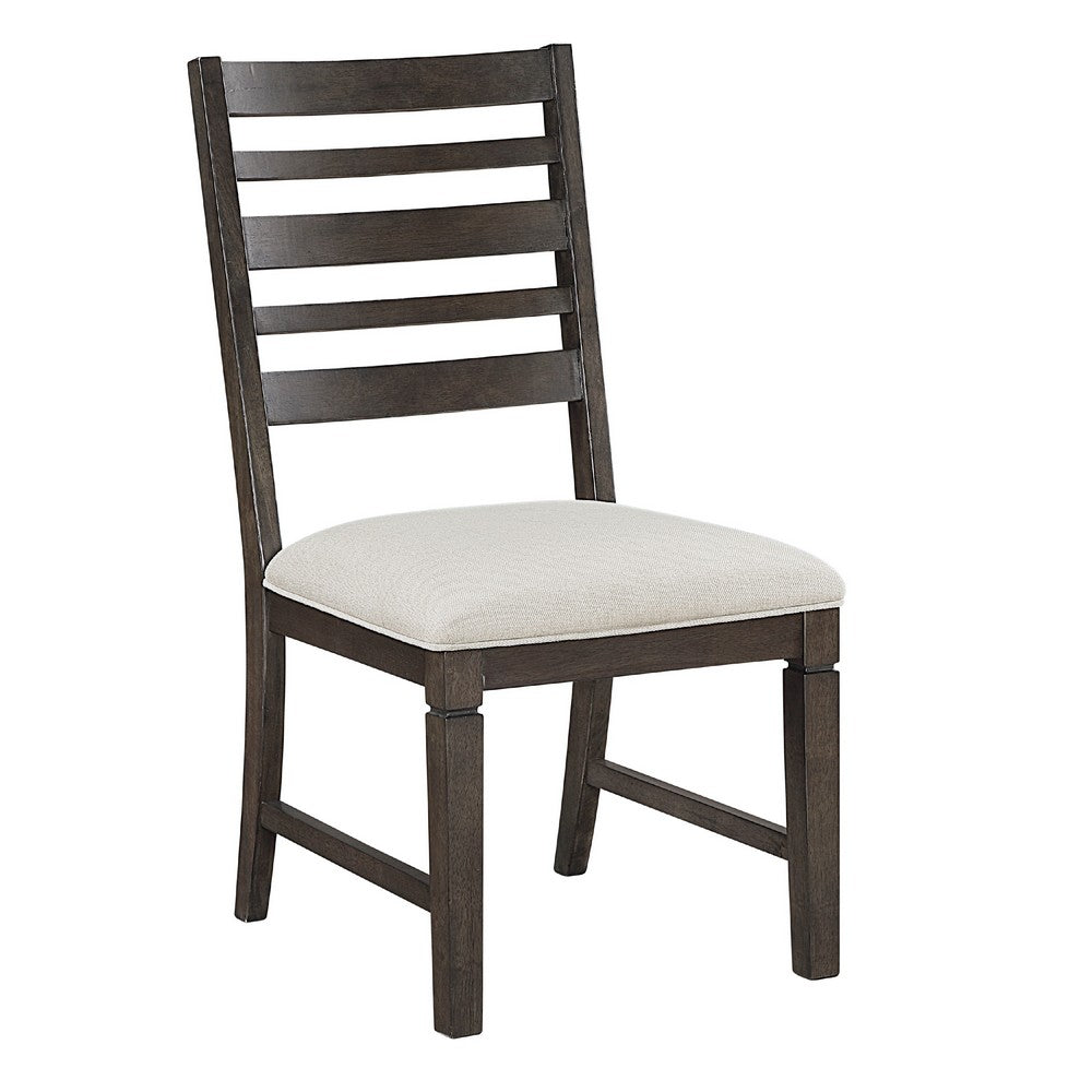 Vicy Dining Side Chair Set of 2 | Beige Cushion | Espresso Brown