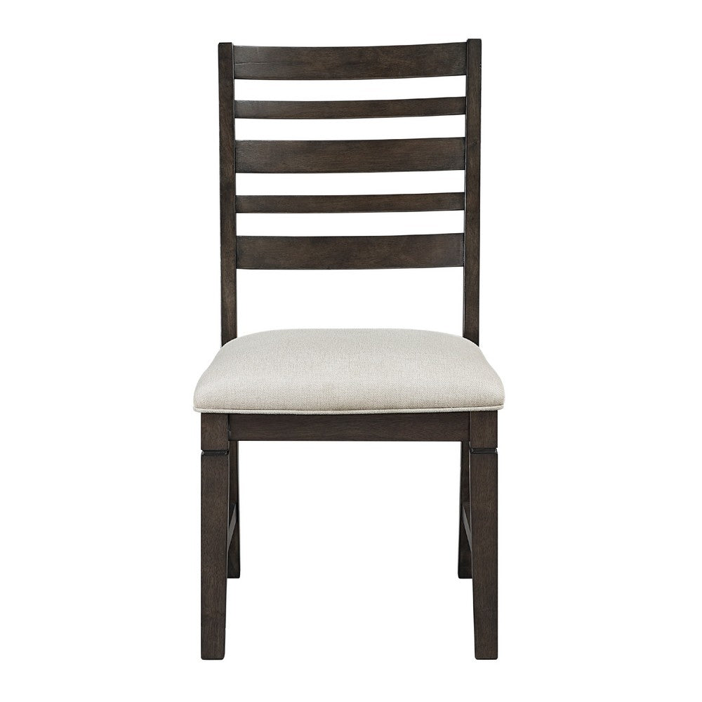 Vicy Dining Side Chair Set of 2 | Beige Cushion | Espresso Brown