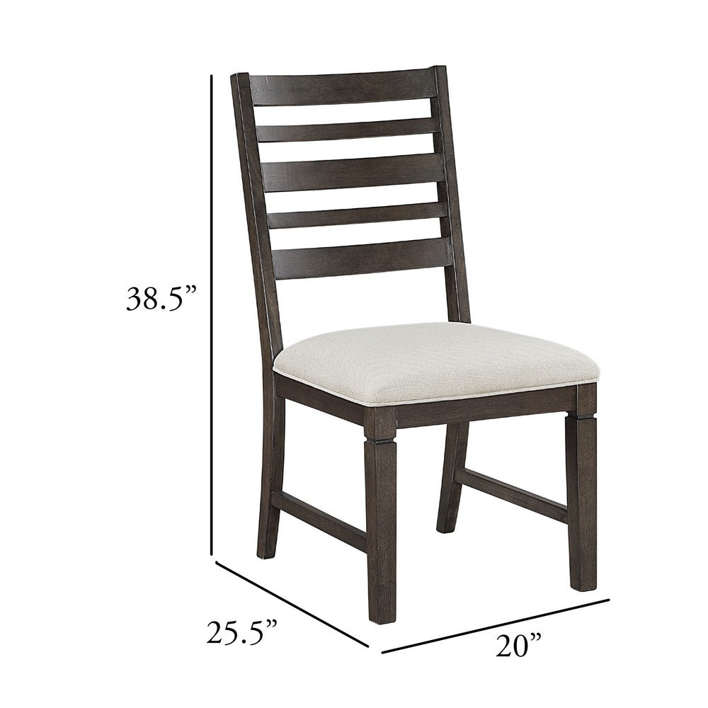 Vicy Dining Side Chair Set of 2 | Beige Cushion | Espresso Brown