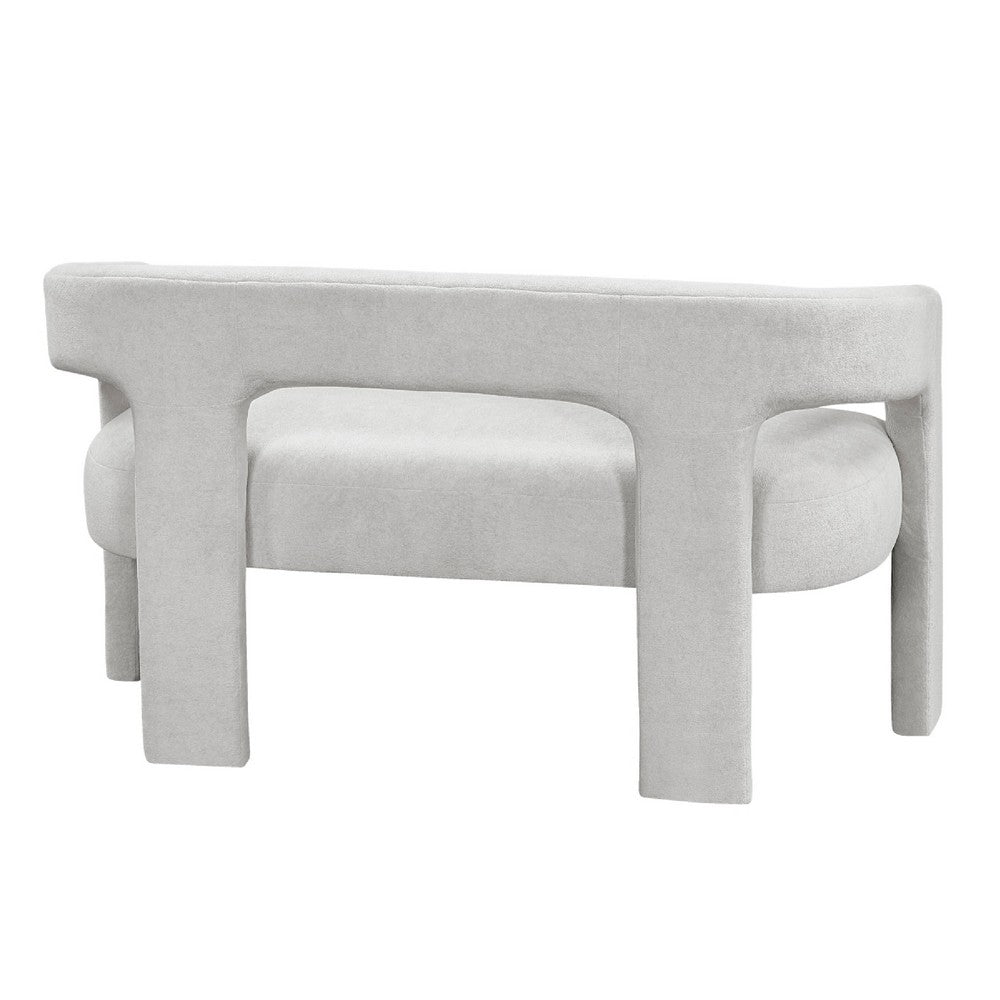 Mez Dining Bench with Sculptural Back | Gray Boucle Upholstery | 55"
