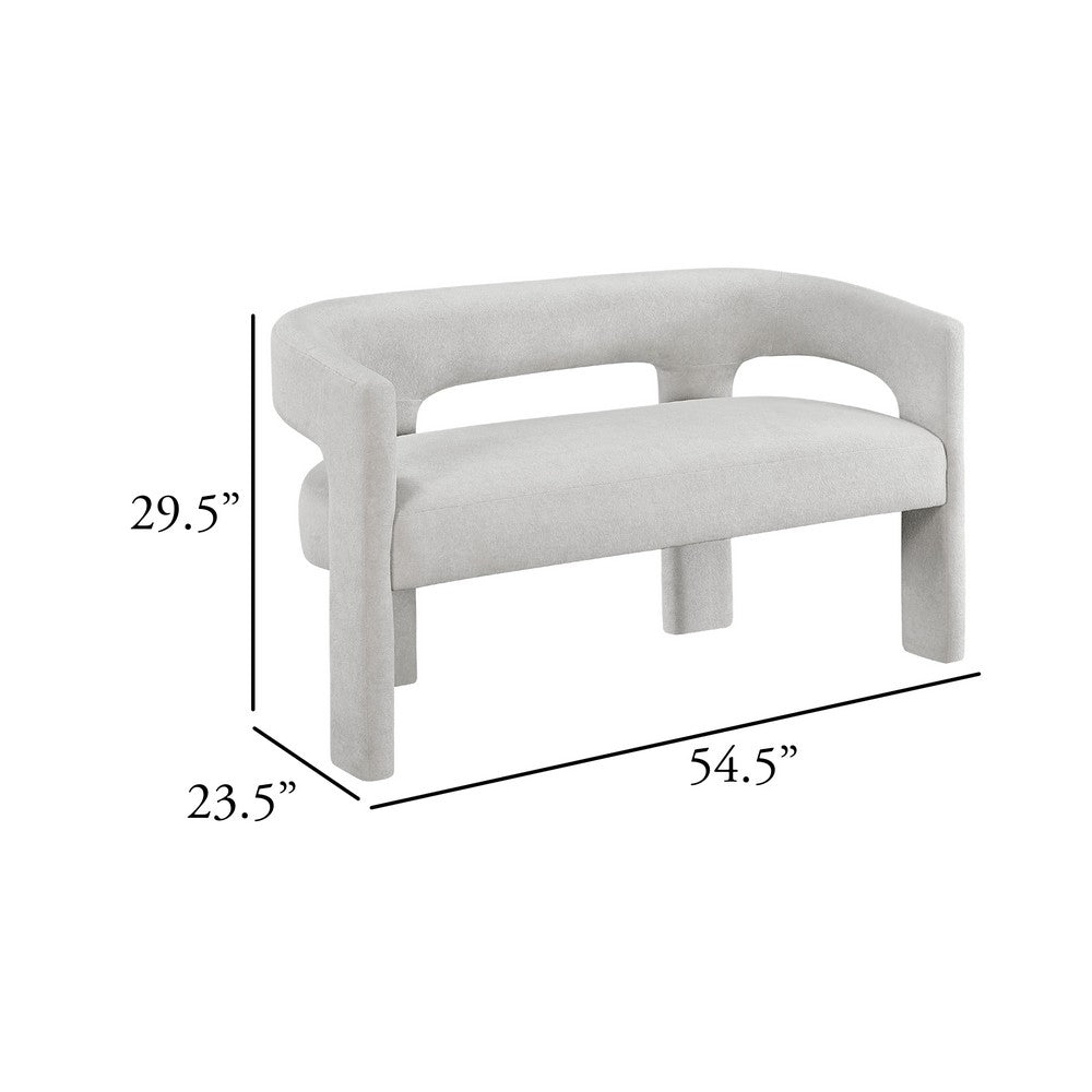 Mez Dining Bench with Sculptural Back | Gray Boucle Upholstery | 55"