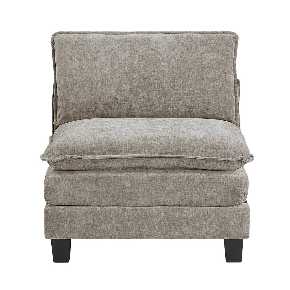 Duby Armless Chair | Black Faux Wood Legs | Dark Pewter Gray Chenille