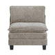 Duby Armless Chair | Black Faux Wood Legs | Dark Pewter Gray Chenille
