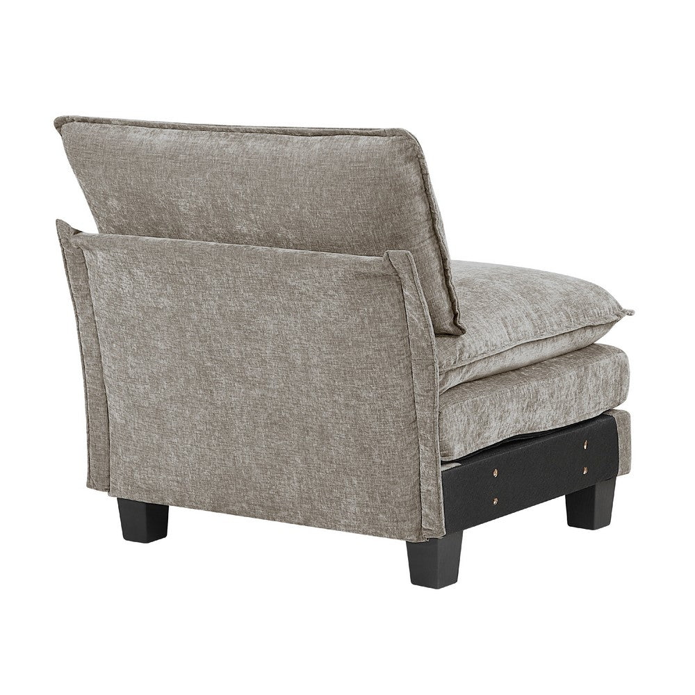 Duby Armless Chair | Black Faux Wood Legs | Dark Pewter Gray Chenille