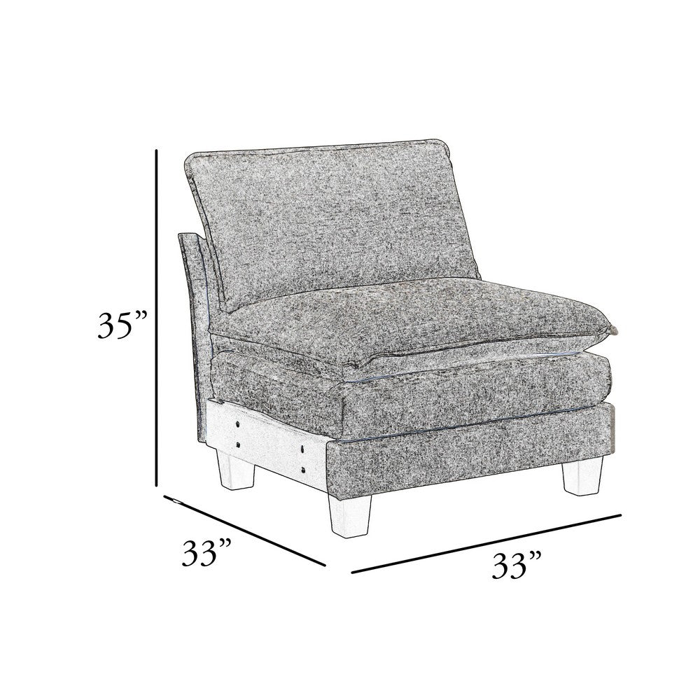 Duby Armless Chair | Black Faux Wood Legs | Taupe Gray Chenille