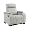 Reny Manual Reclining Chair w Cup Holders | Light Gray Microfiber