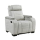 Reny Manual Reclining Chair w Cup Holders | Light Gray Microfiber
