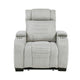 Reny Manual Reclining Chair w Cup Holders | Light Gray Microfiber