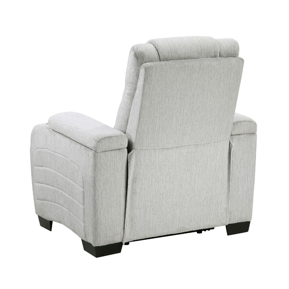 Reny Manual Reclining Chair w Cup Holders | Light Gray Microfiber