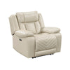 Hem Power Reclining Chair w LED & USB Ports | Beige Faux Leather