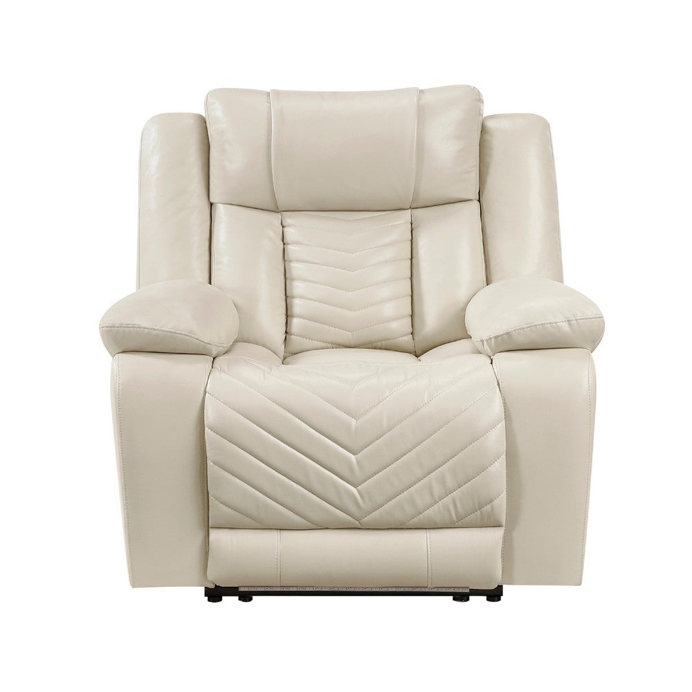Hem Power Reclining Chair w LED & USB Ports | Beige Faux Leather