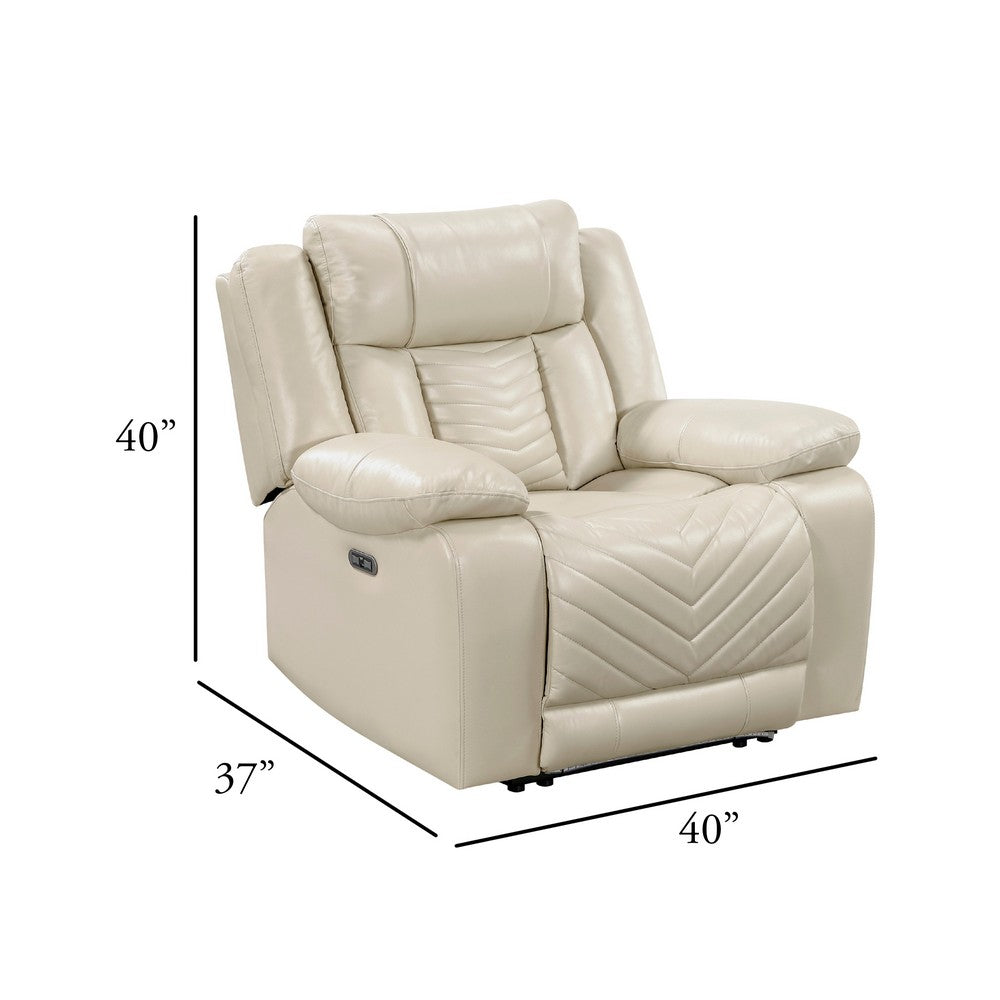 Hem Power Reclining Chair w LED & USB Ports | Beige Faux Leather