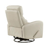 Sery Swivel Glider Manual Reclining Chair w Pull Handle | Beige Leather