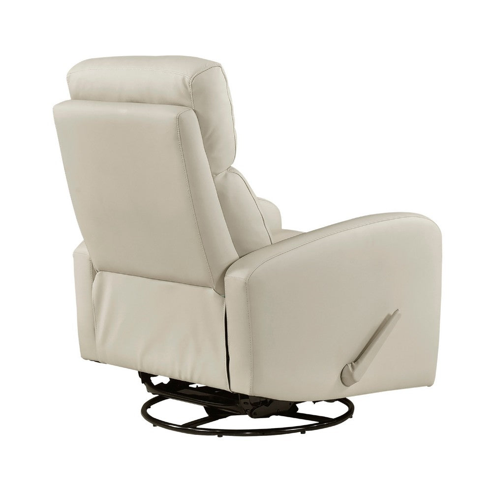 Sery Swivel Glider Manual Reclining Chair w Pull Handle | Beige Leather