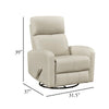 Sery Swivel Glider Manual Reclining Chair w Pull Handle | Beige Leather