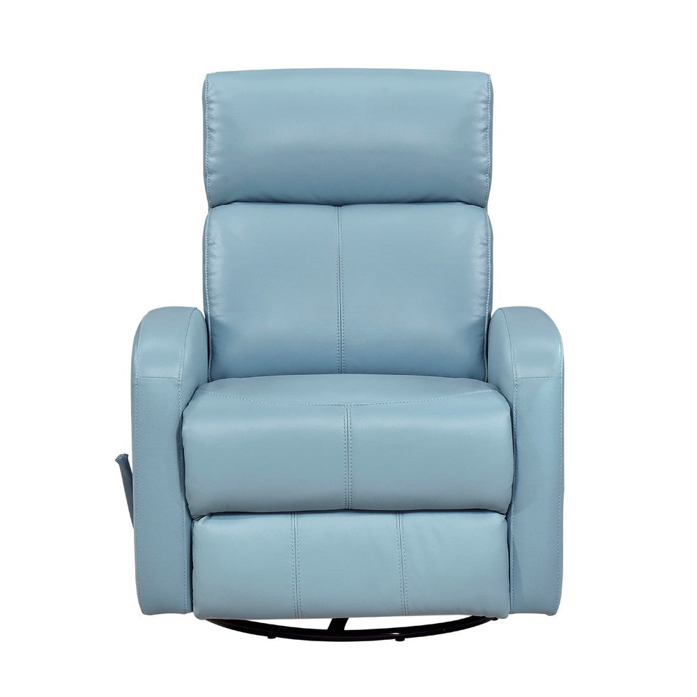 Sery Swivel Glider Manual Reclining Chair w Pull Handle | Blue Leather