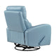 Sery Swivel Glider Manual Reclining Chair w Pull Handle | Blue Leather