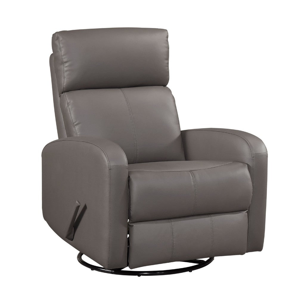 Sery Swivel Glider Manual Reclining Chair | Pull Handle | Brown Leather