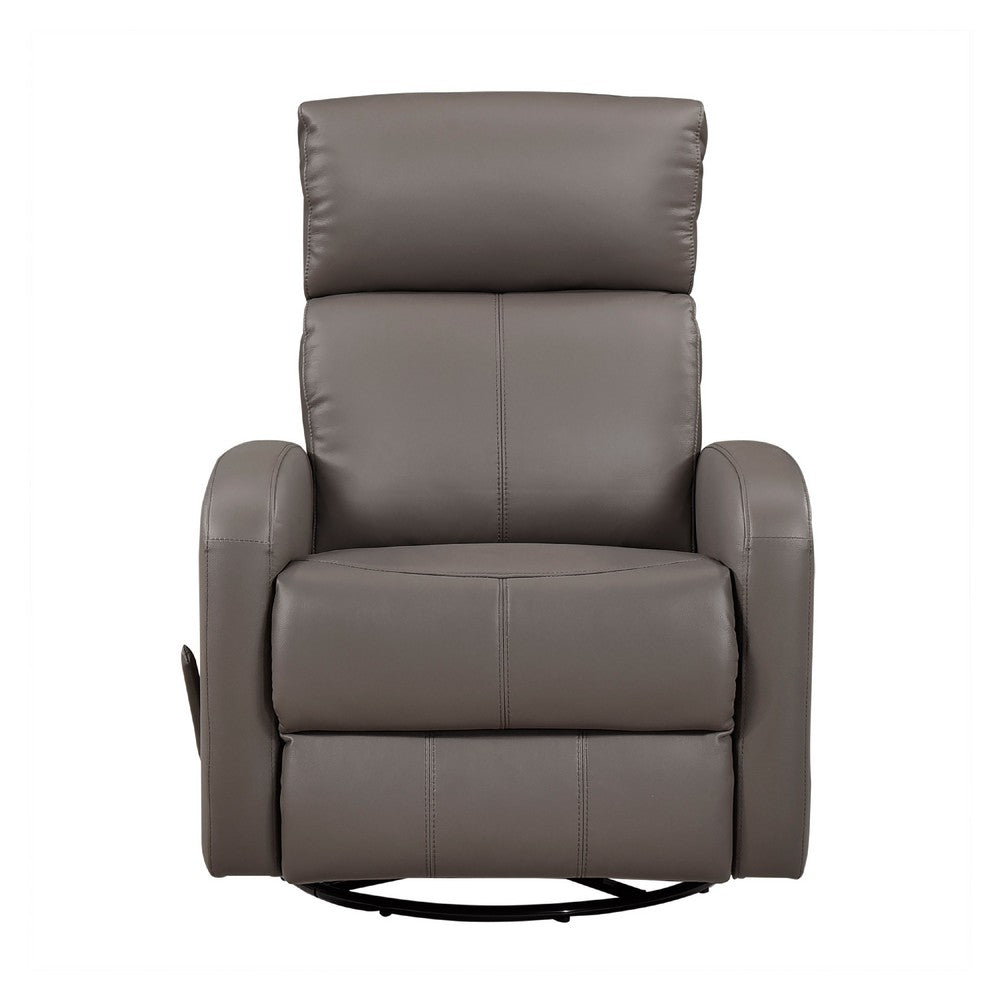 Sery Swivel Glider Manual Reclining Chair | Pull Handle | Brown Leather