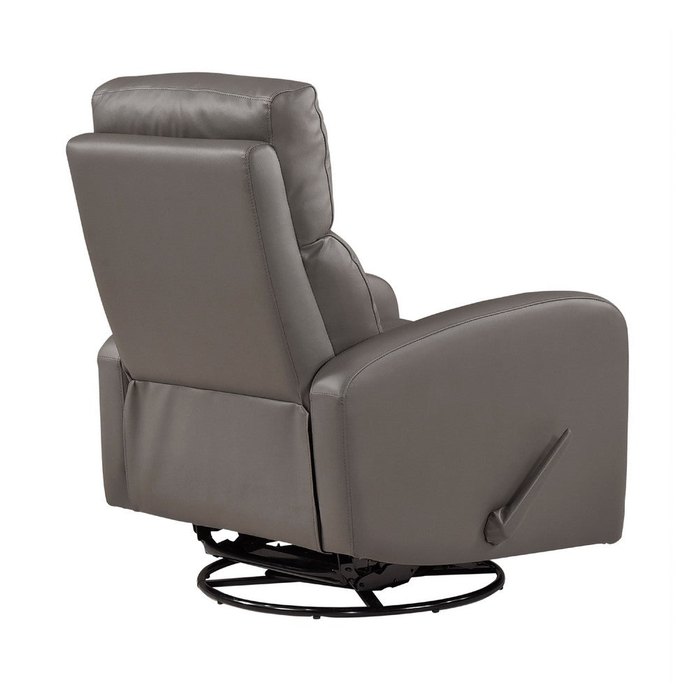Sery Swivel Glider Manual Reclining Chair | Pull Handle | Brown Leather