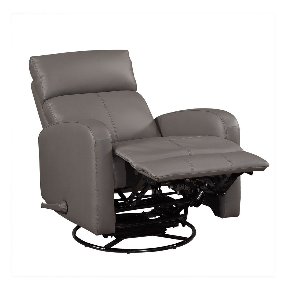 Sery Swivel Glider Manual Reclining Chair | Pull Handle | Brown Leather