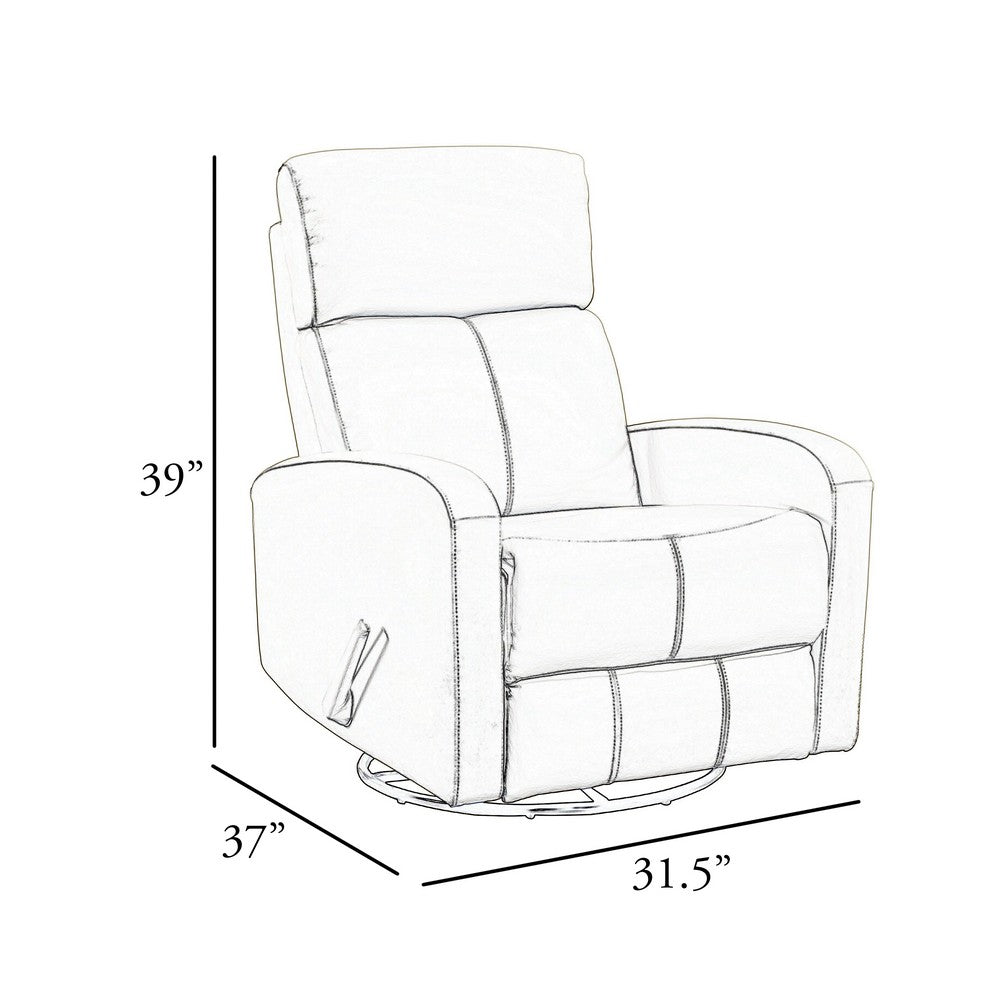 Sery Swivel Glider Manual Reclining Chair | Pull Handle | Brown Leather