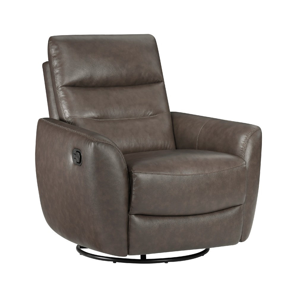 Cax Swivel Glider Manual Reclining Chair | Tab Pull | Dark Brown Leather