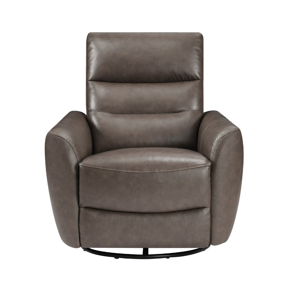 Cax Swivel Glider Manual Reclining Chair | Tab Pull | Dark Brown Leather